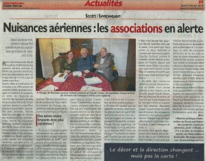 Fabien HERRAN, "Nuisances aériennes : les associations en alerte", Le Républicain Nord-Essonne, 13 février 2014, p. 9. (6)